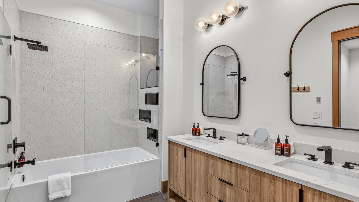 Hall Bathroom, Lower Level - Shared hall bathroom near bedrooms 3 and 4