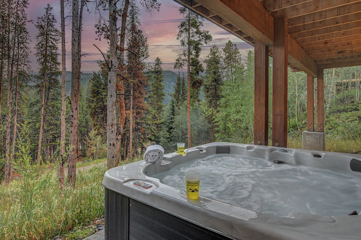 Hot Tub, Lower Level Patio - With forest and mountain views