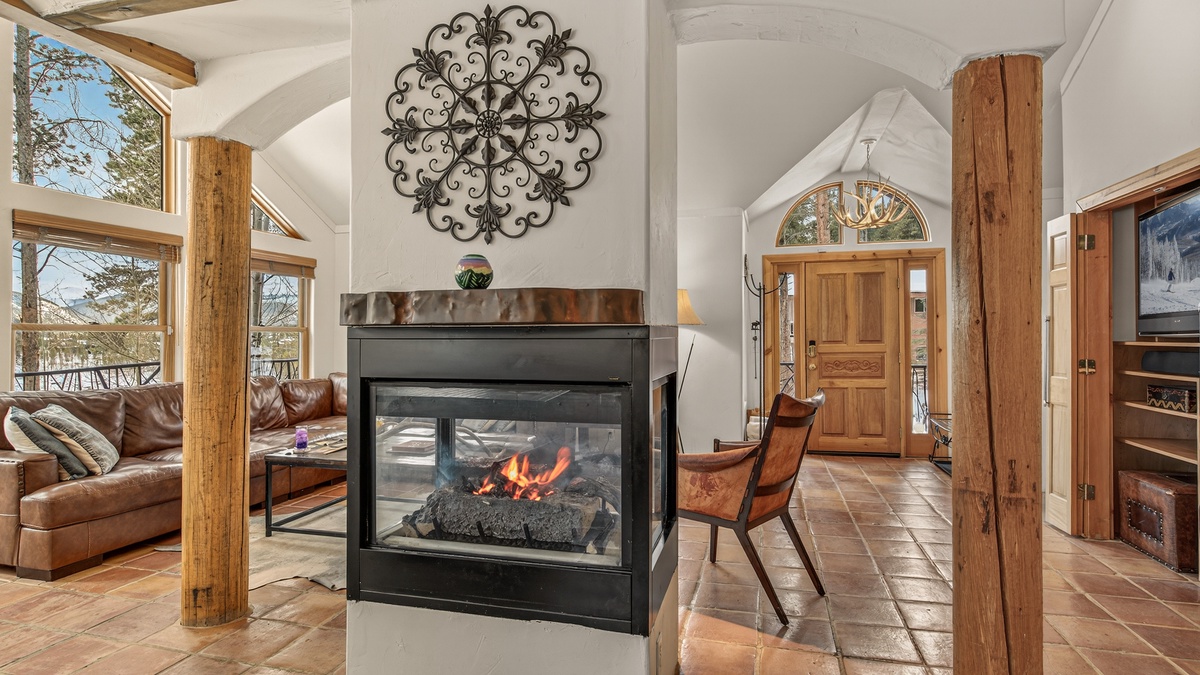 Kitchen opening into great room