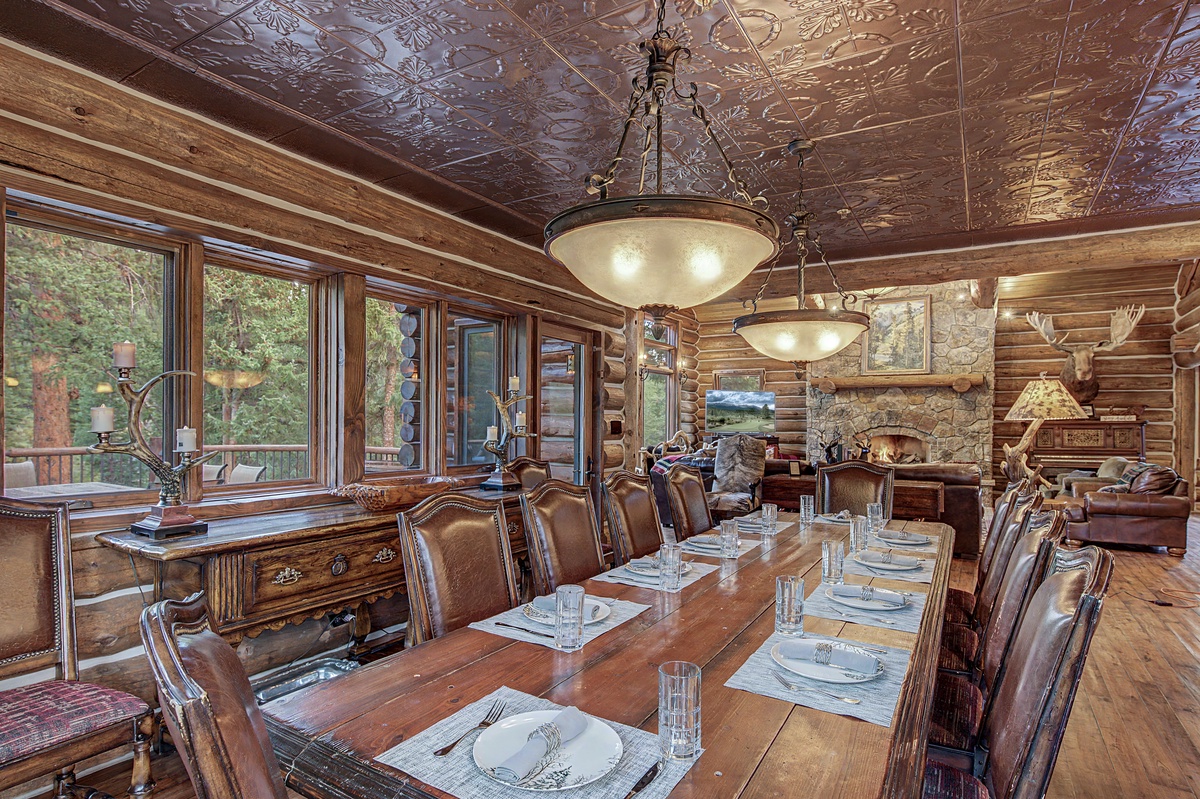Dining Area, Main Level - Table with seating and forest views