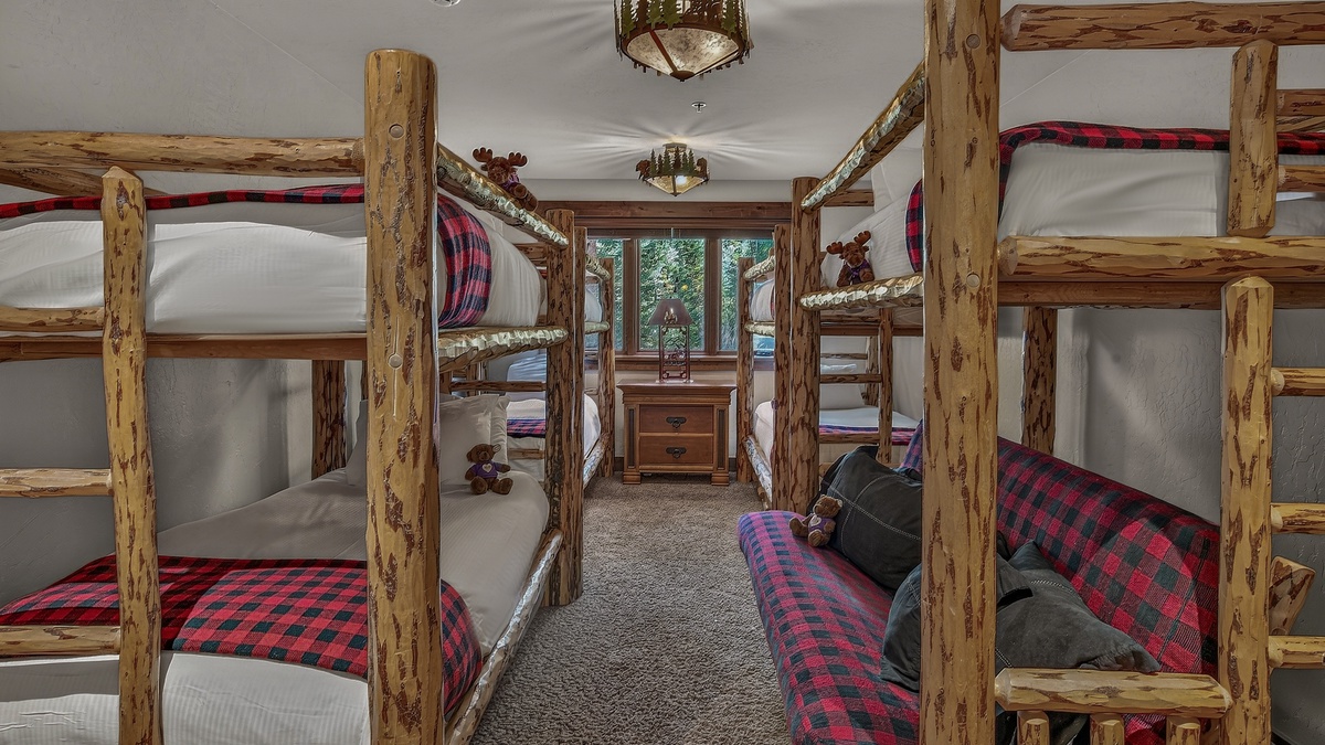 Bedroom 3, Lower Level - Three twin-over-twin bunk beds and one twin-over-sofa bunk bed