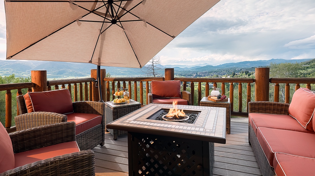 Deck, Main Level - Fire pit with mountain views