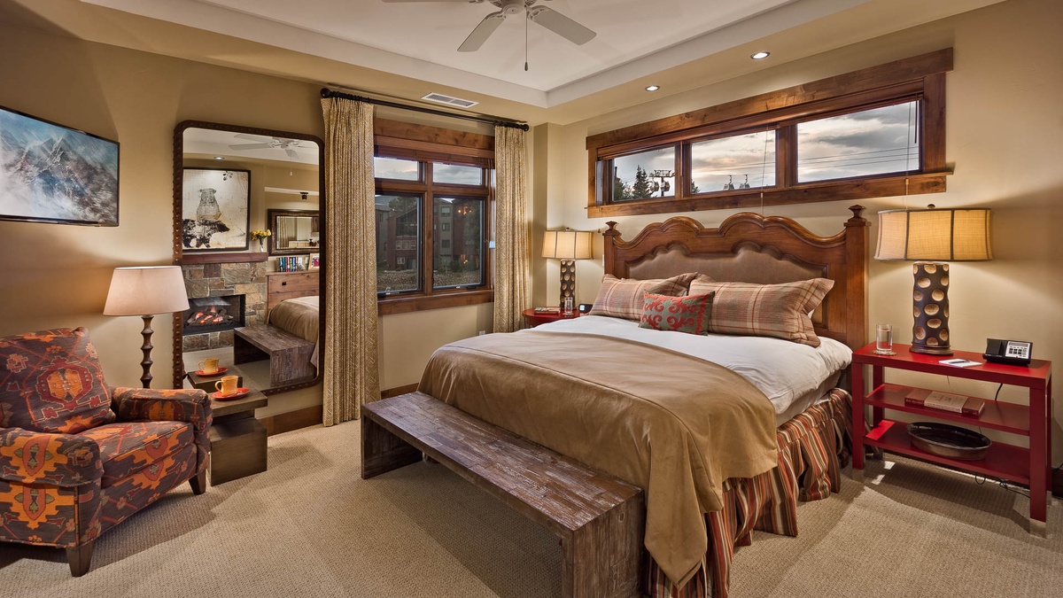 Bedroom 1, Main Level - Primary king suite with fireplace