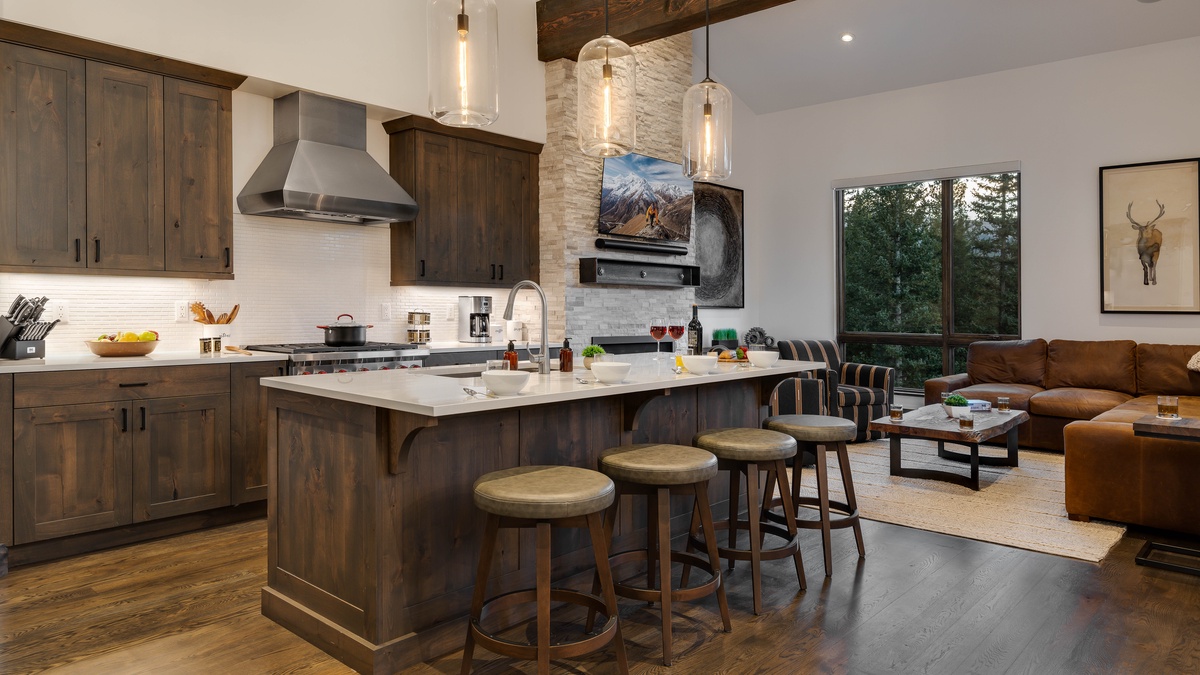 Gourmet kitchen with breakfast bar seating