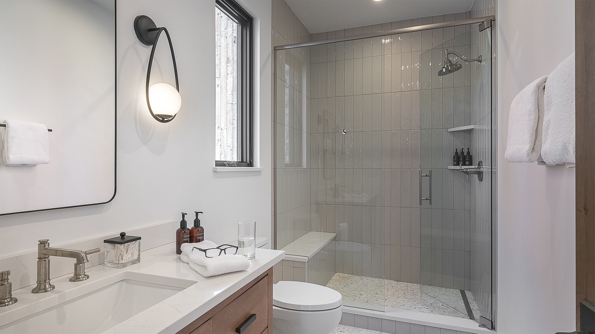 Bedroom 2, Main Level - Ensuite with glass shower