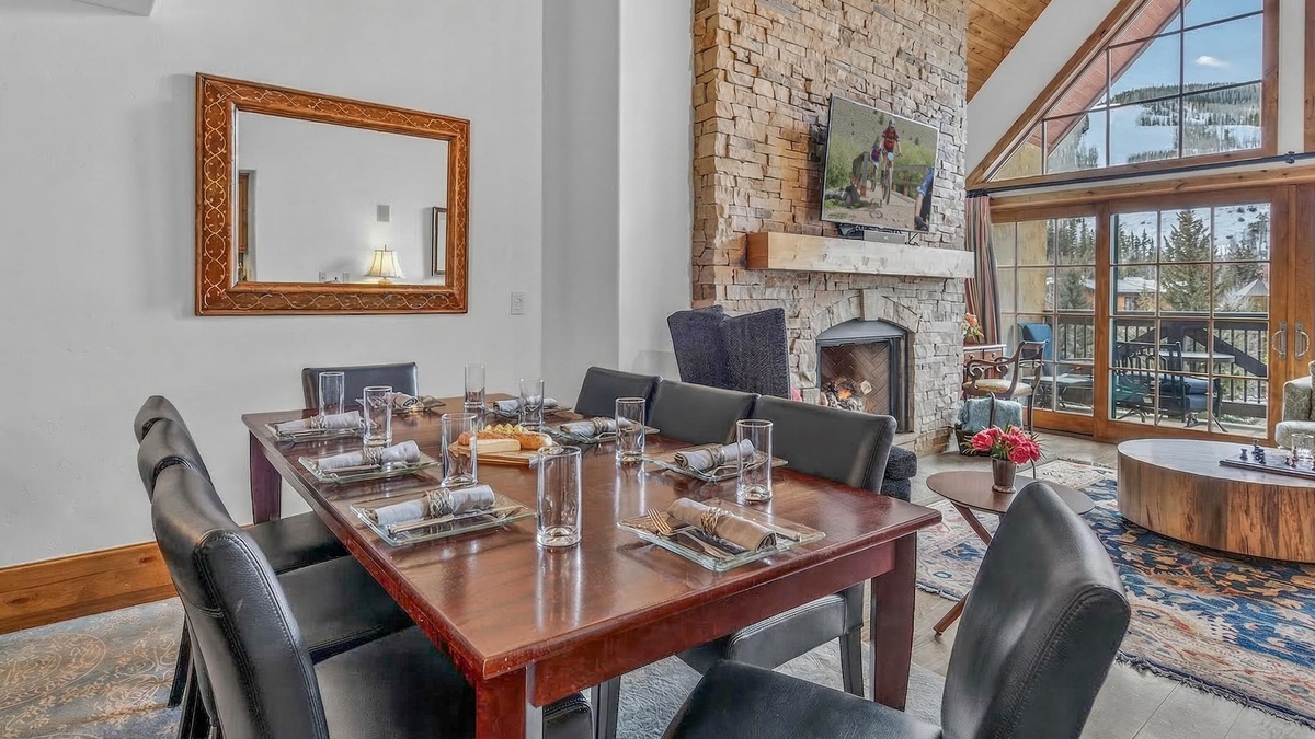 Dining Area, Main Level - Table with place settings and fireplace