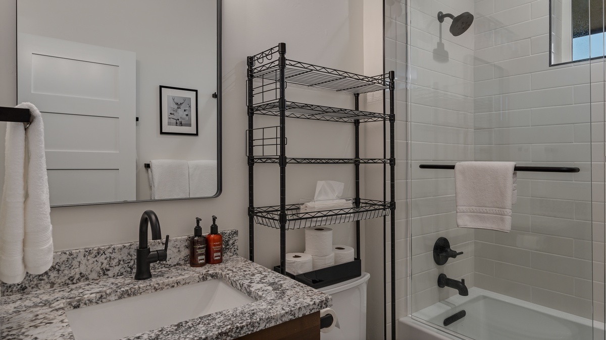 Shared full bath on middle/ground level