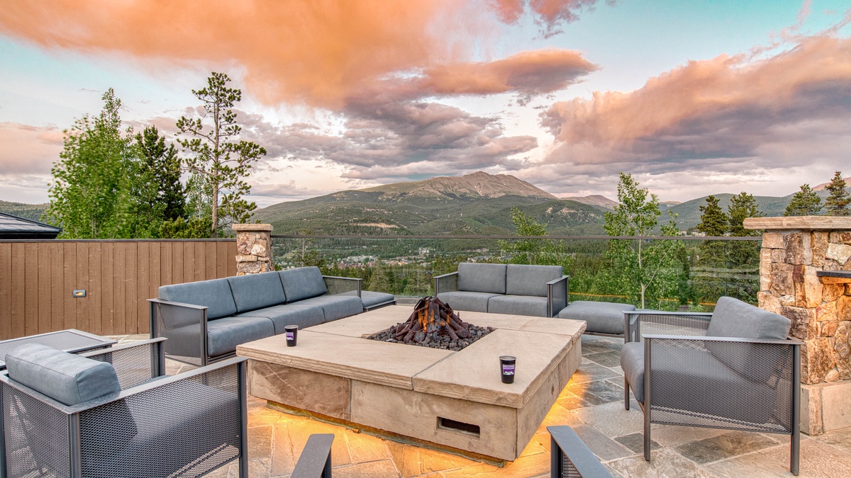 Fire pit with sunset