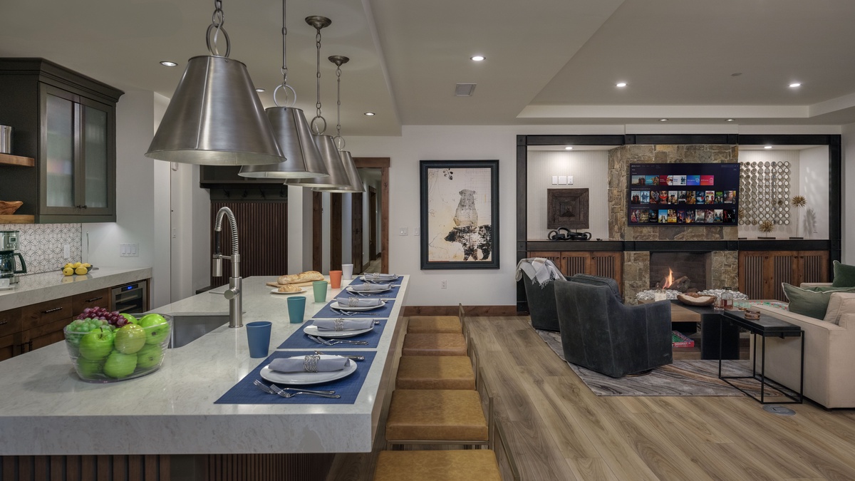 Kitchen, Main Level - Oversized island opening to great room