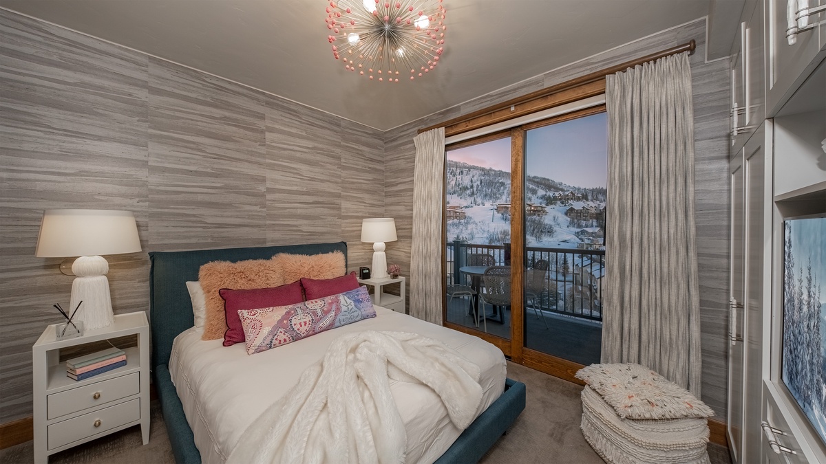 Bedroom 3, Main Level - Queen bed with balcony access