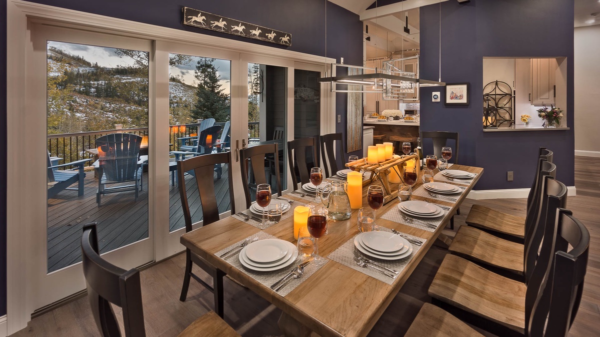 Dining area with deck access