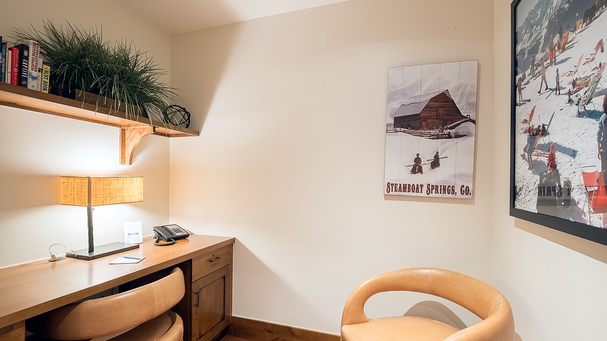 Office, Main Level - Workplace with desk and seating
