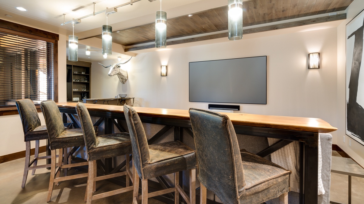 Bar seating in rec room