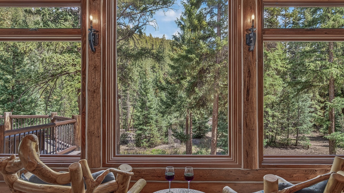 Great Room, Main Level - Forest views from large window