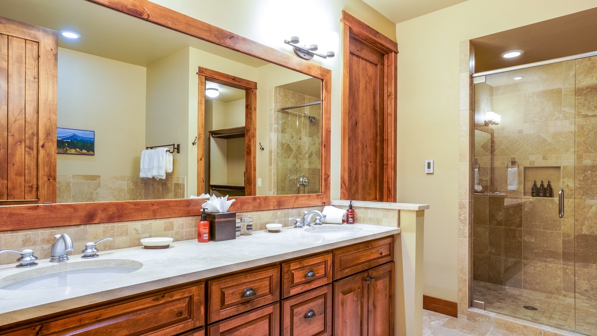 Bedroom 1, Upper Level - Primary ensuite with dual vanity