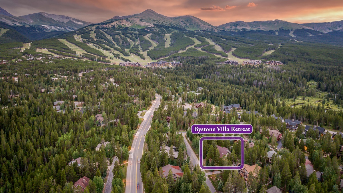 Aerial of Bystone Villa Retreat with Breckenridge Ski Resort