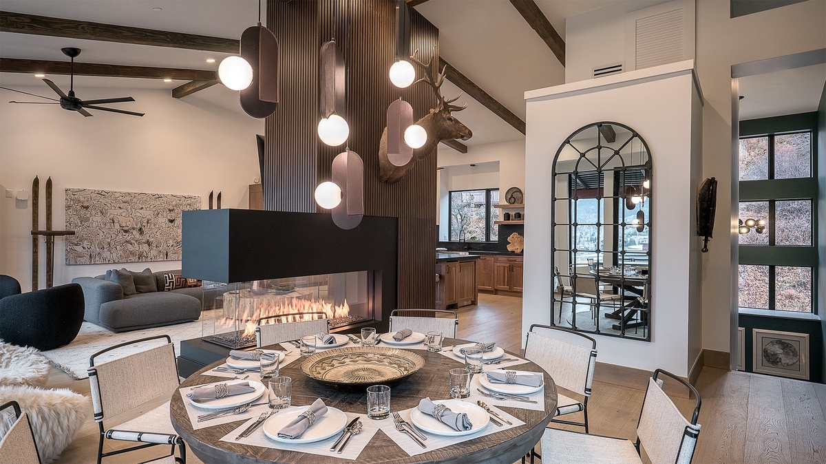 Dining Area, Upper Level - Dining area with fireplace