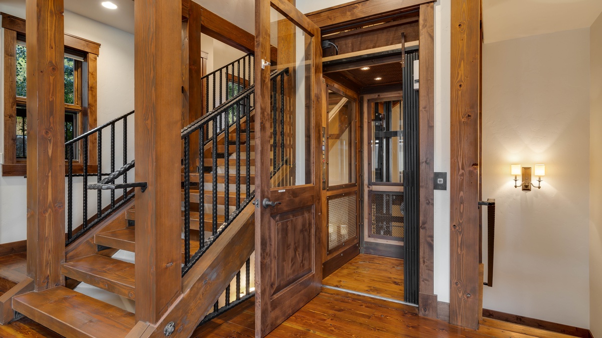 Convenient elevator takes you to any floor of the home