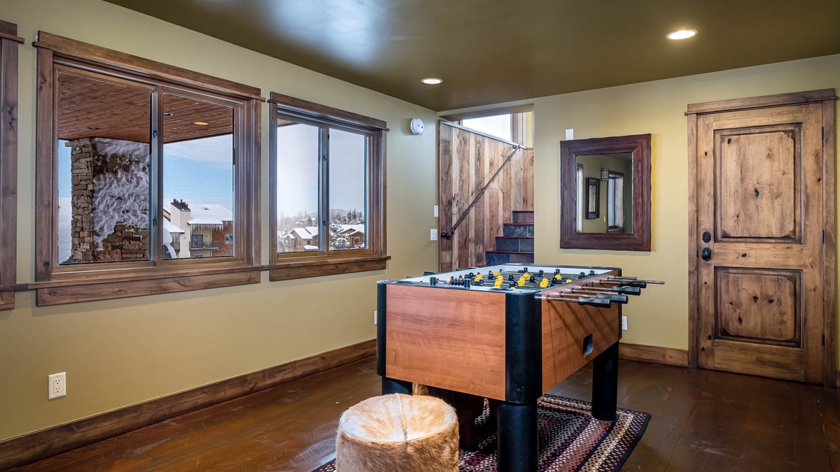 Foosball table adds fun to the lower level