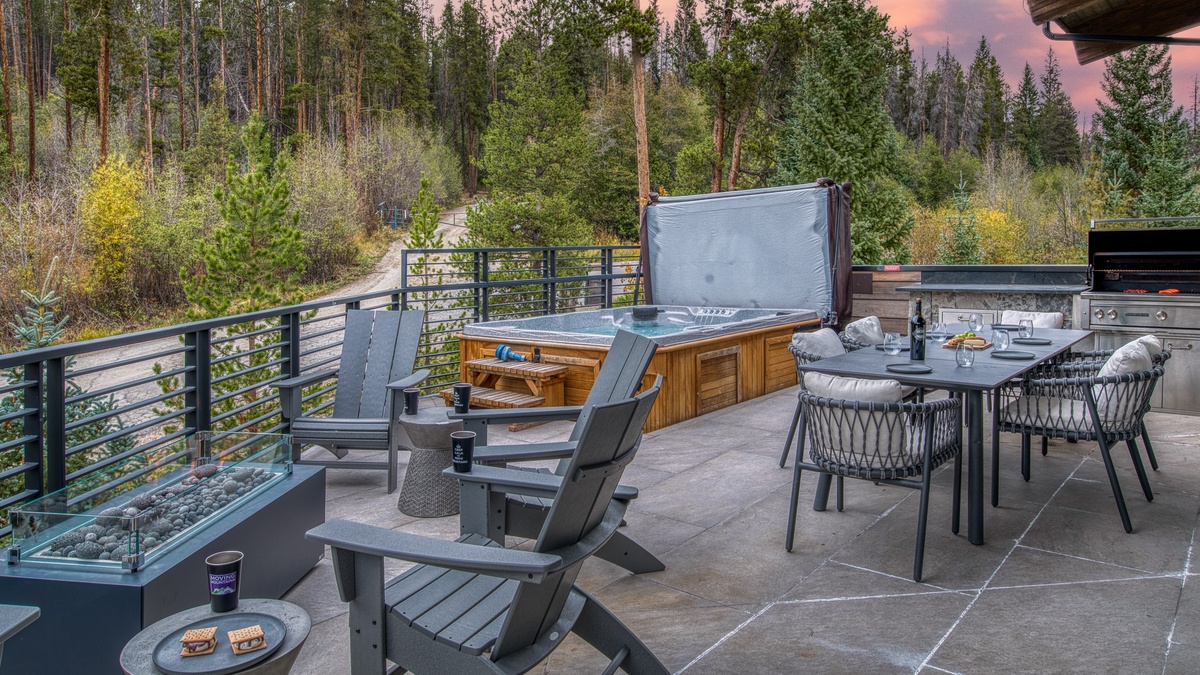 Hot Tub, Uppermost Level Deck - Outdoor seating beside hot tub
