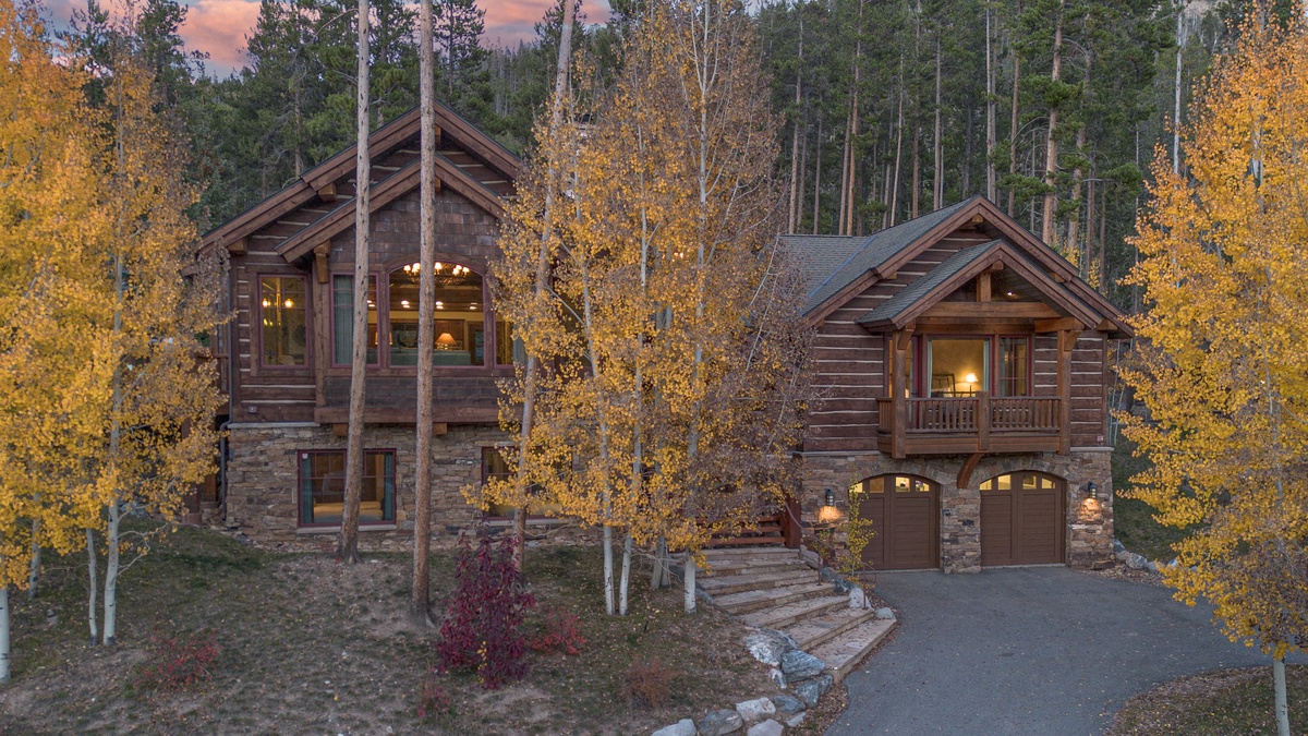 Rustic Timber Lodge in autumn