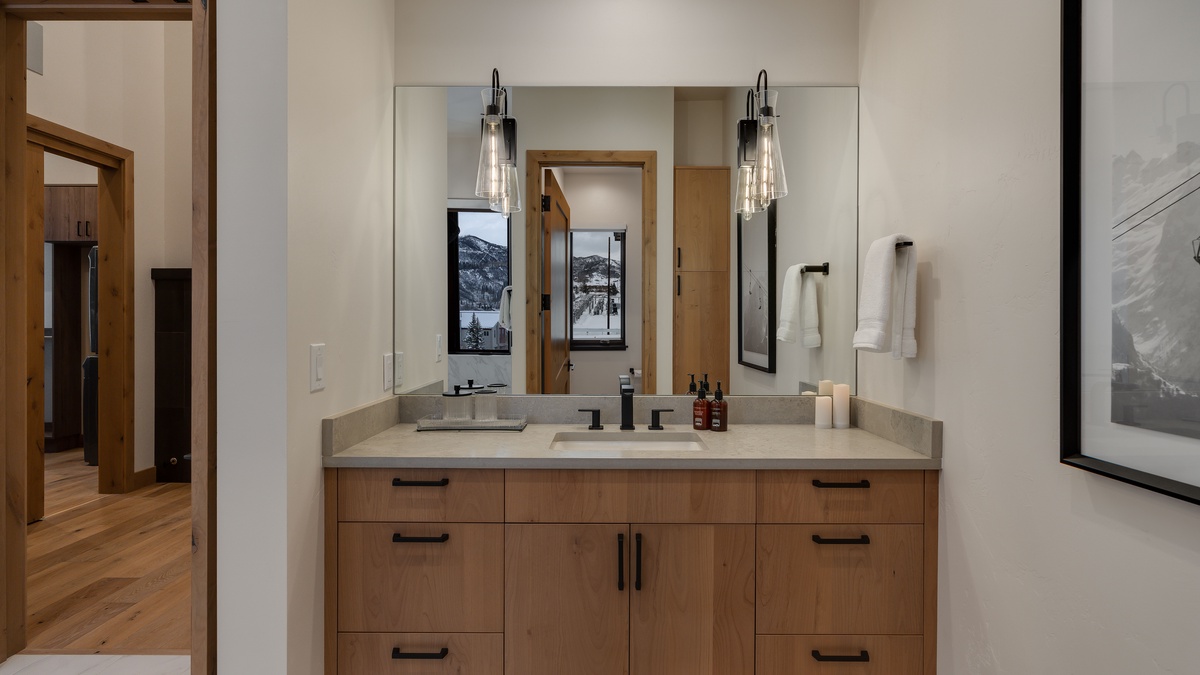 Primary bathroom with his/her sinks