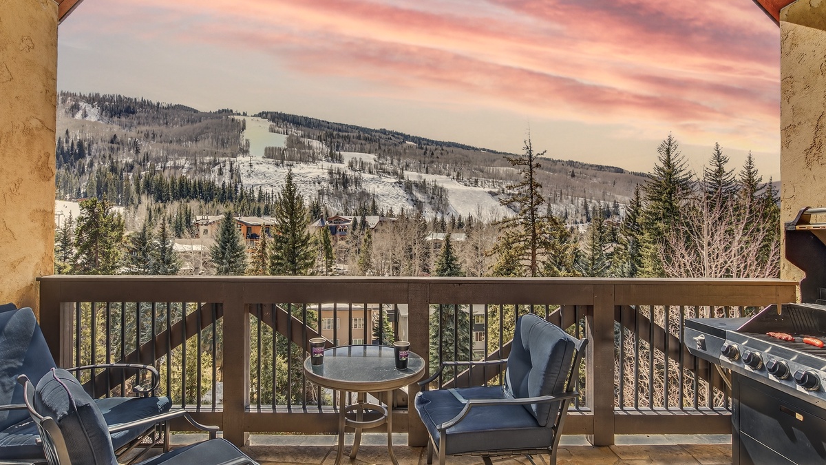 Deck, Main Level - Table and chairs facing mountains