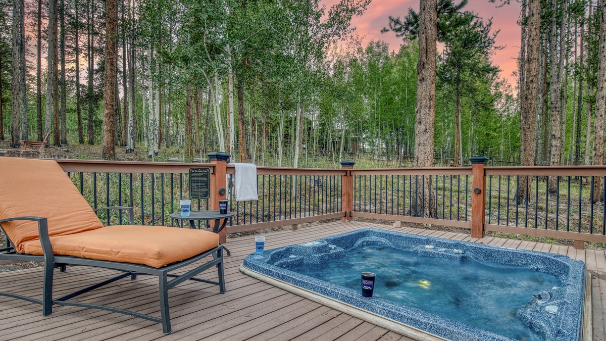 Hot Tub, Main Level Deck - Sunken hot tub with railing