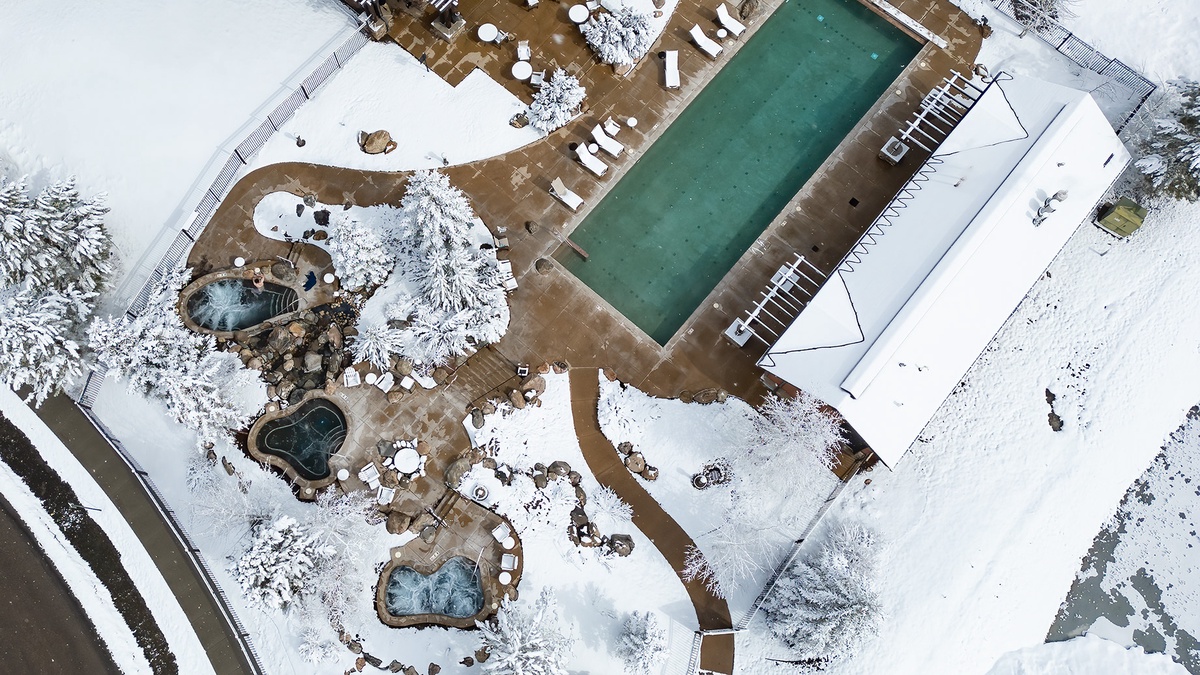 Pool and hot tubs aerial view