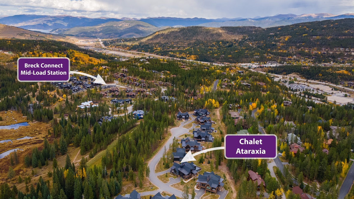 Chalet Ataraxia in relation to the Breck Gondola Mid-Loan Station at Shock Hill