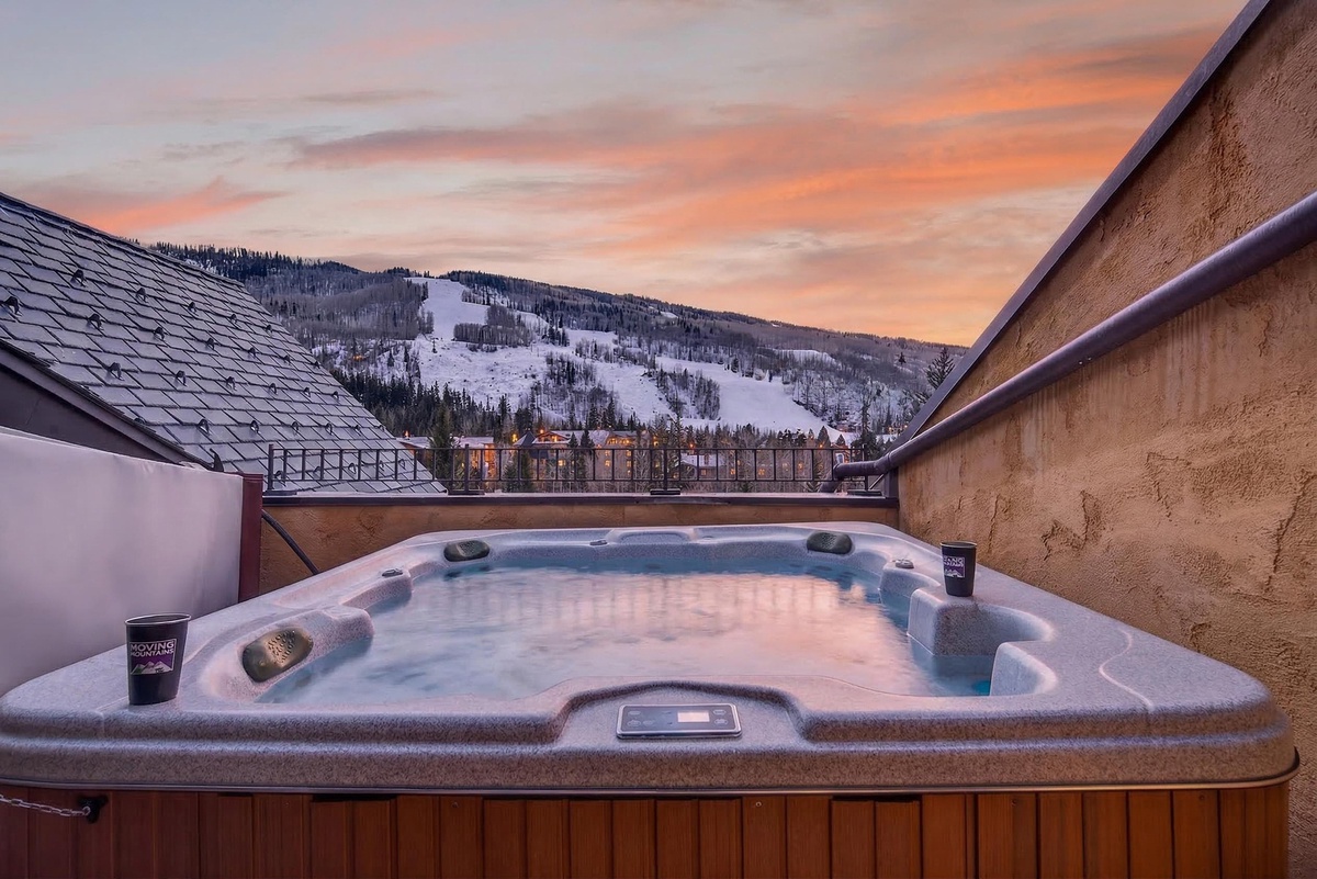 Hot Tub, Upper Level Deck - Built-in tub facing mountains