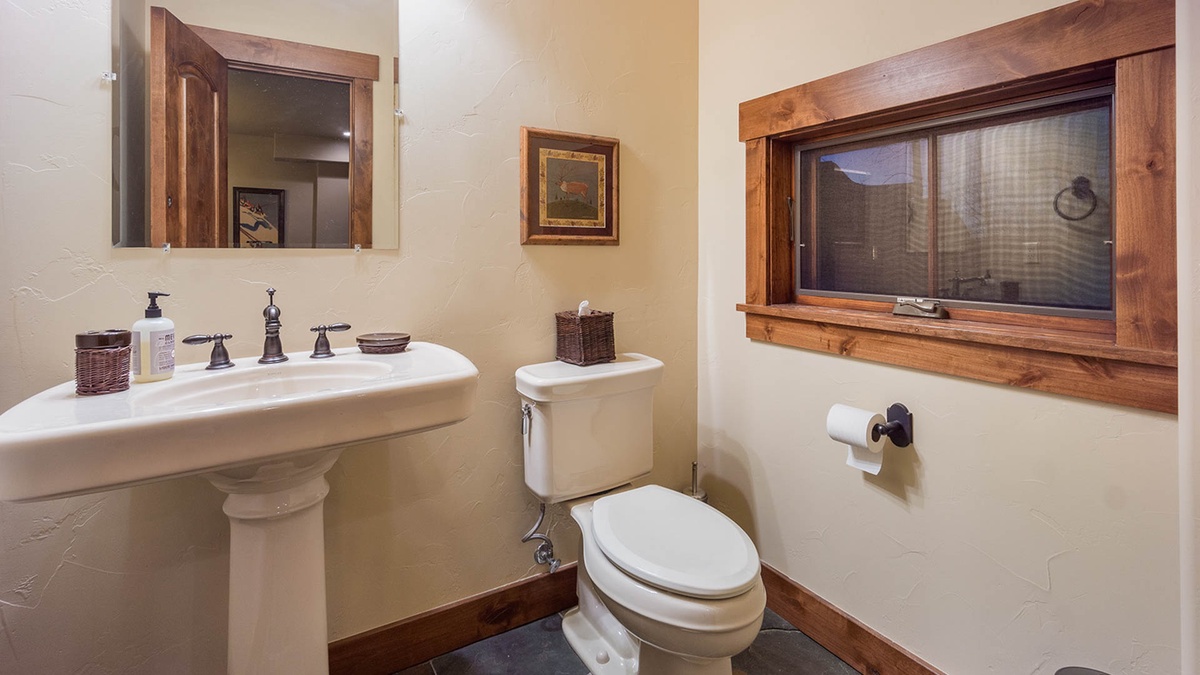 Lower level powder room