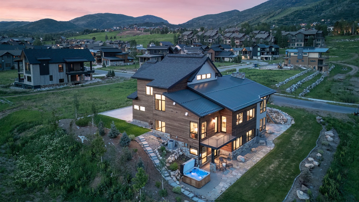 Aerial view of hot tub area