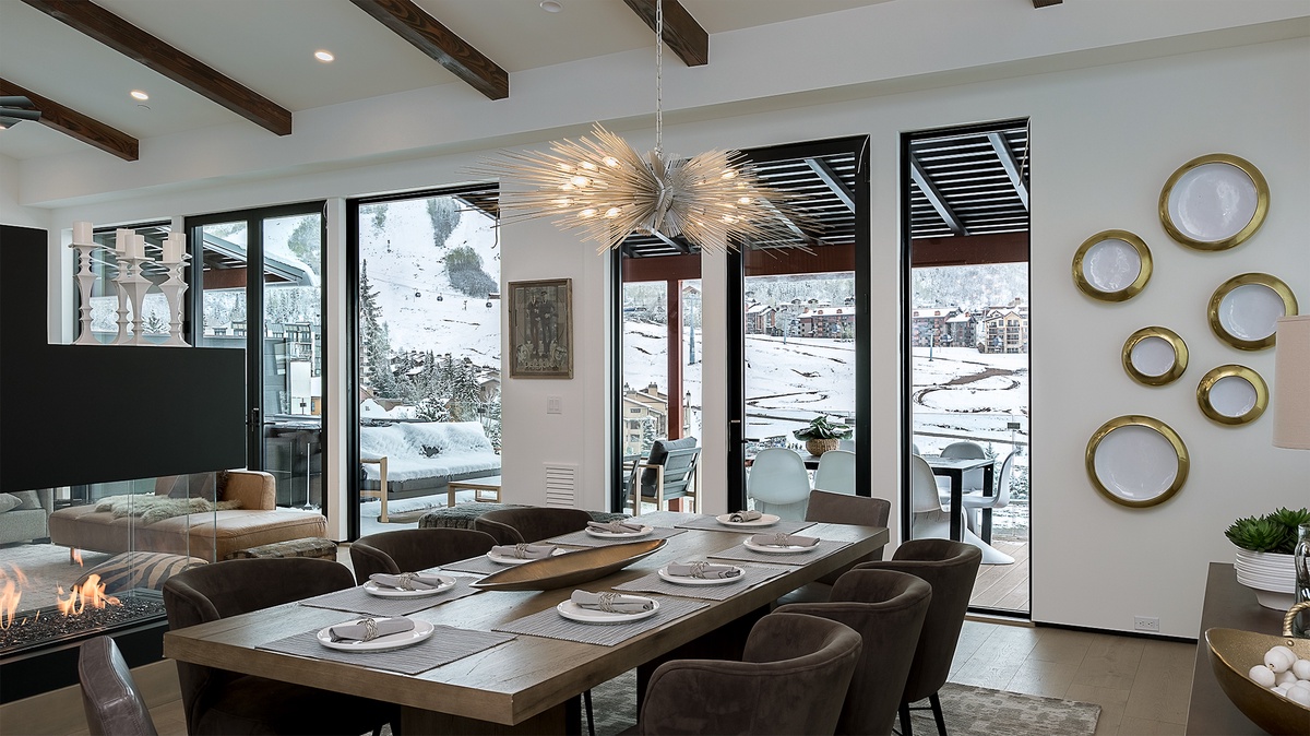 Dining Area, Upper Level - Dining table with upholstered chairs and mountain views