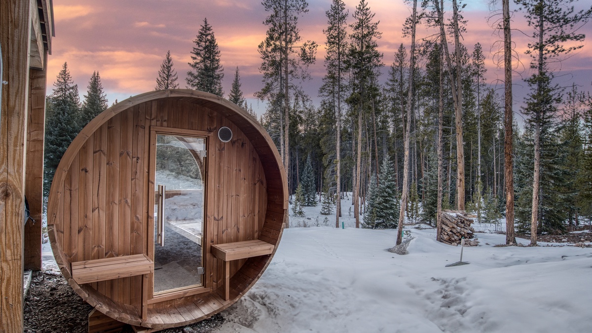 Sauna, Lower Level - Private outdoor barrel sauna