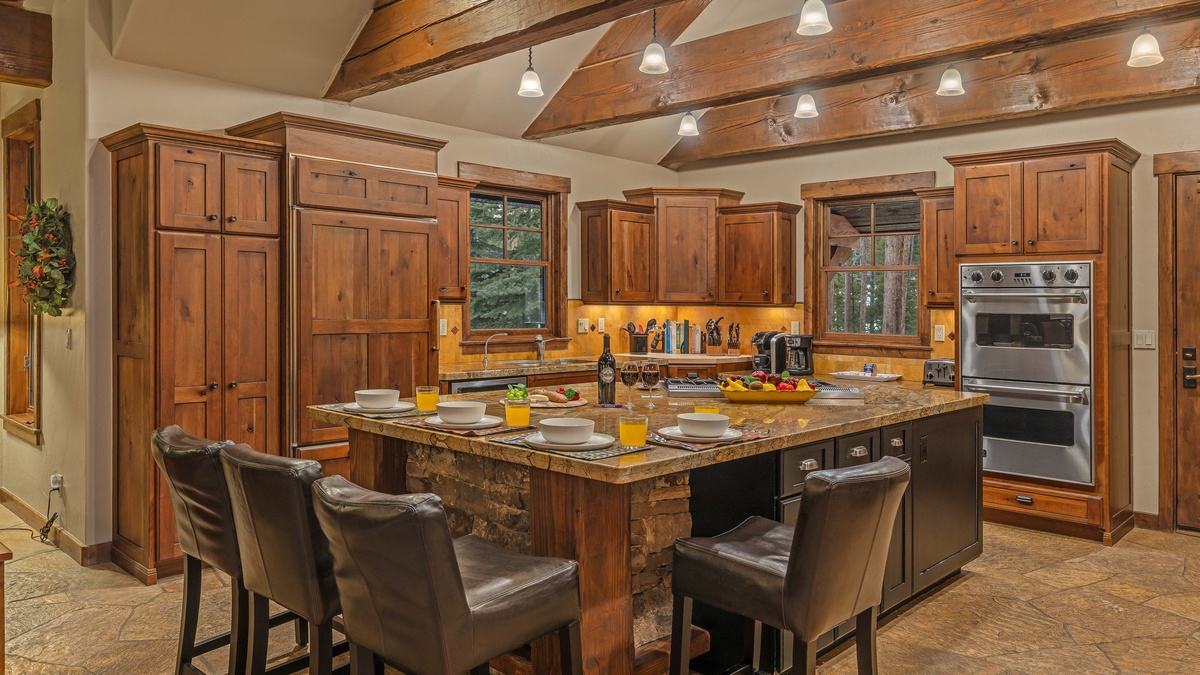 Gourmet kitchen with large island and breakfast bar seating