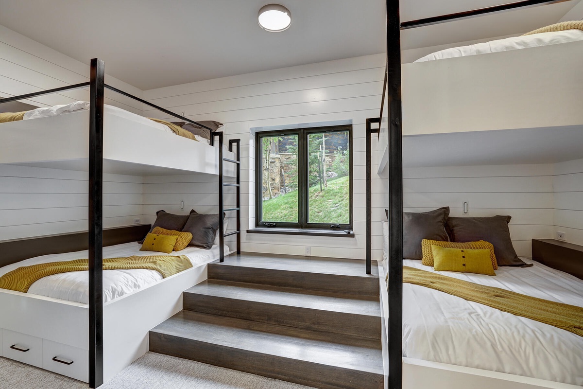 Bedroom 5, Lower Level - Two queen-over-queen bunk beds, one twin-over-twin bunk bed
