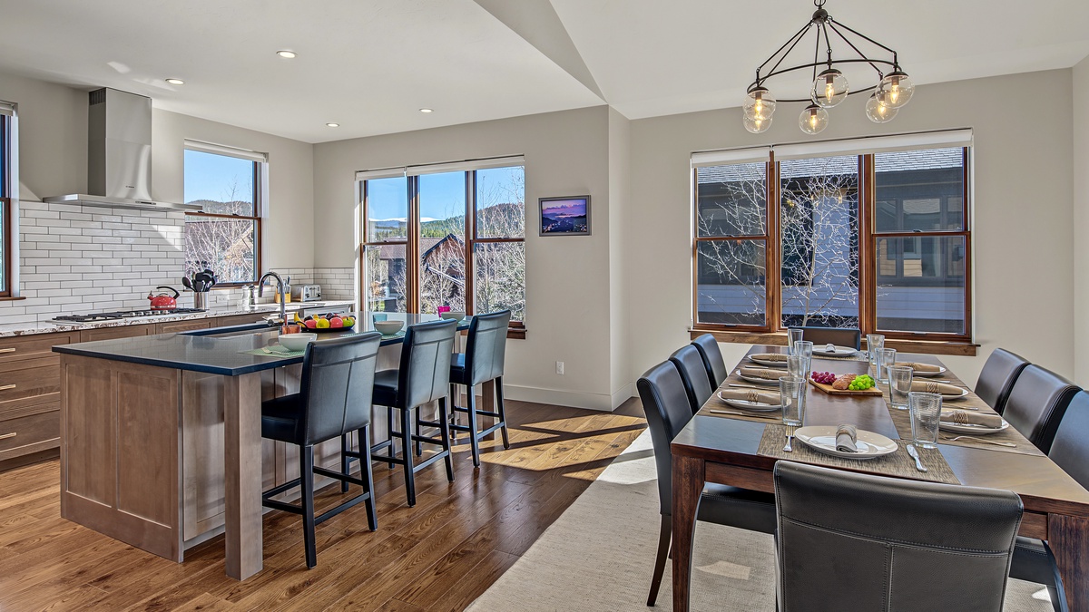 Dining Area, Main Level - Dining table beside kitchen island with outdoor views