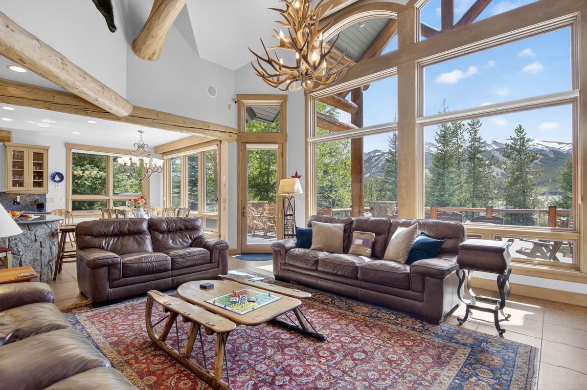 Great Room, Main Level - With ski area views