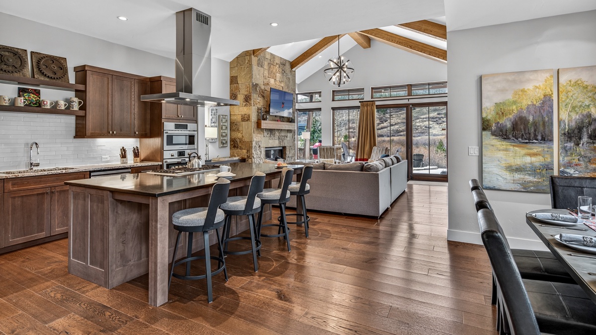 Great Room, Main Level - Open layout with kitchen and bar seating