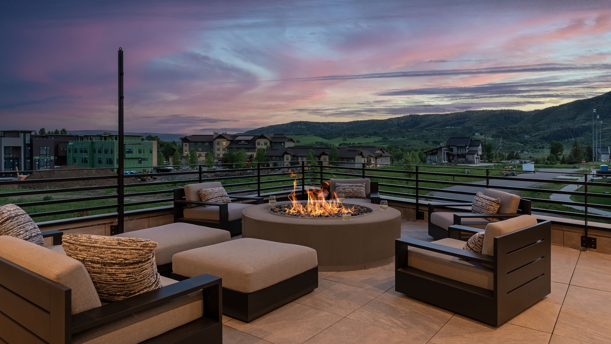 Deck, Main Level - With gas fireplace and comfortable seating