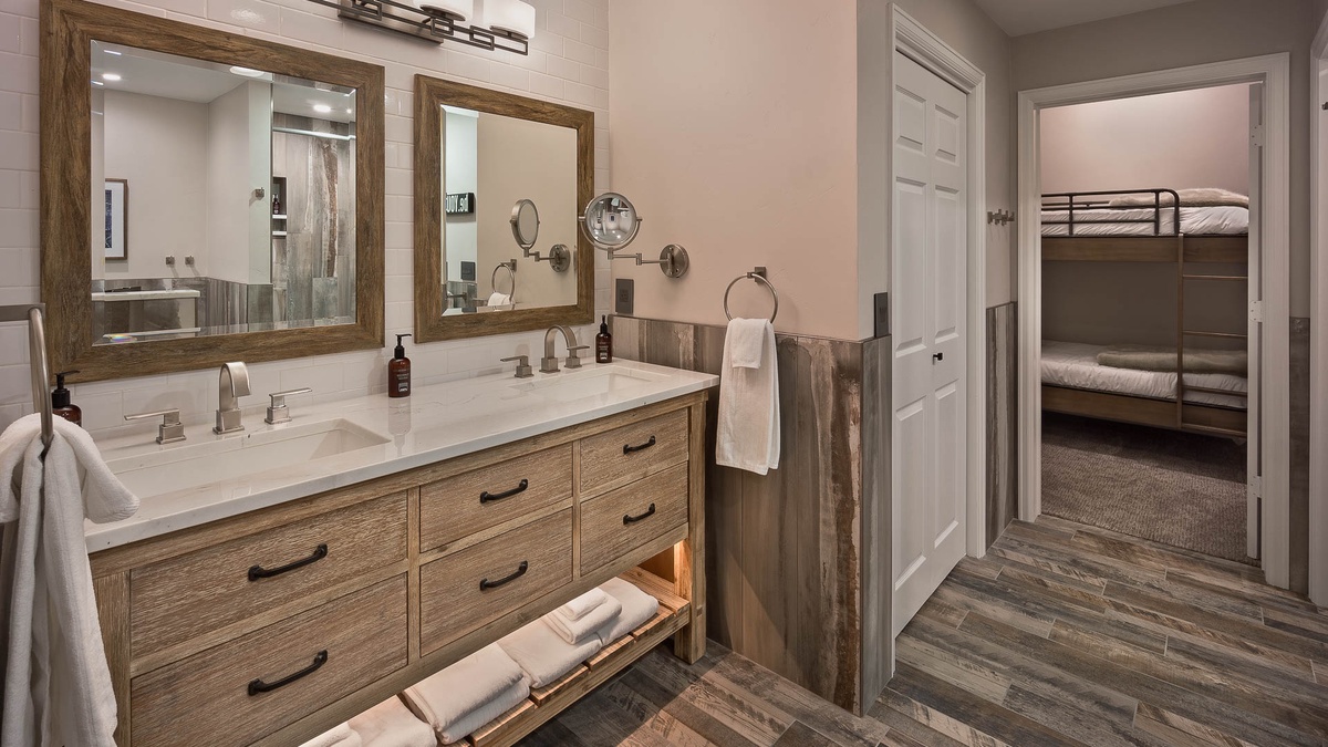 Shared bathroom on upper level