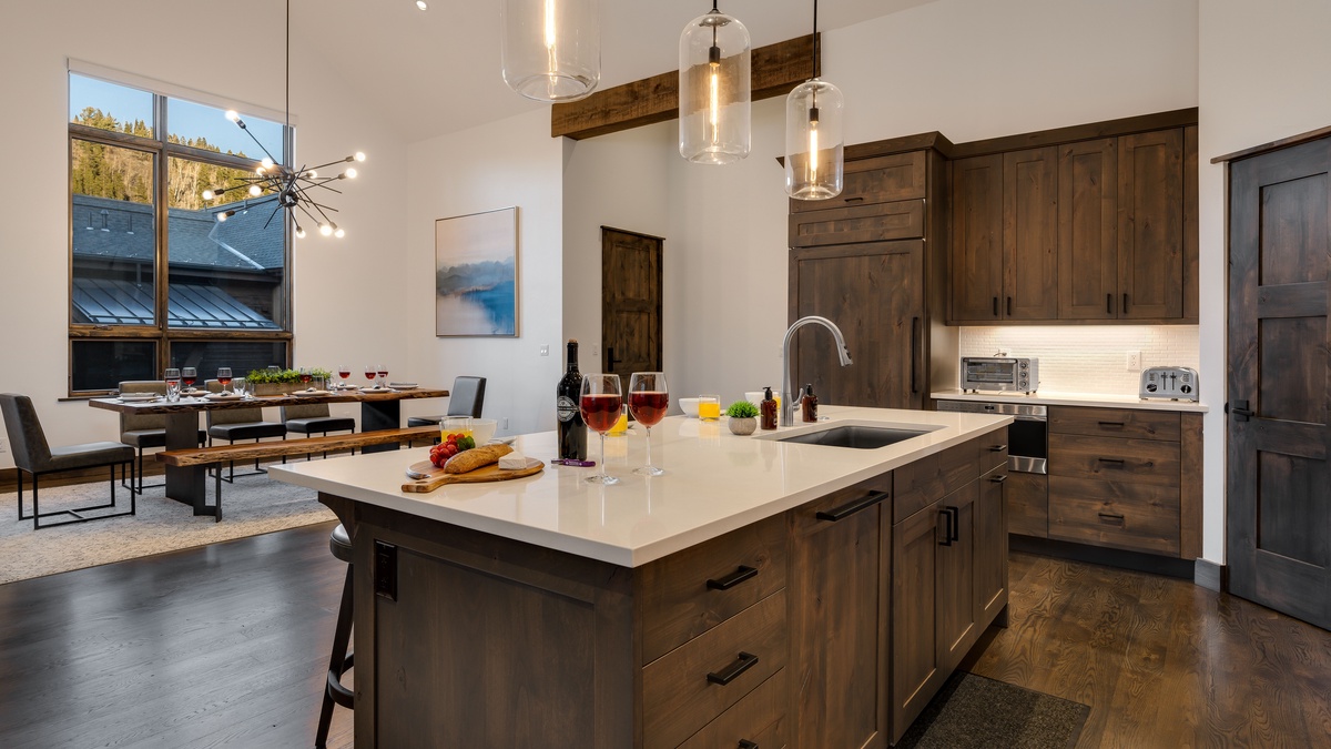 Kitchen looking into dining room