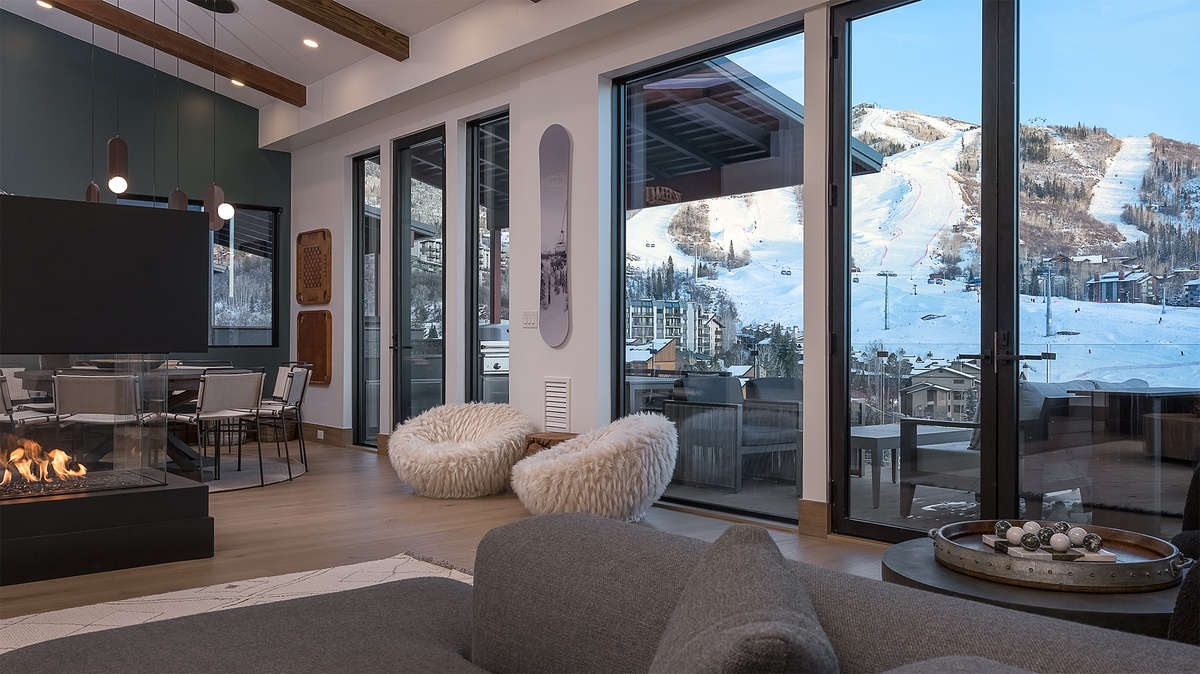 Great Room, Upper Level - Aria Ridge, slopeside winter views