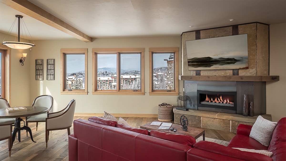 Great Room, Mid-Level - Fireplace and large TV