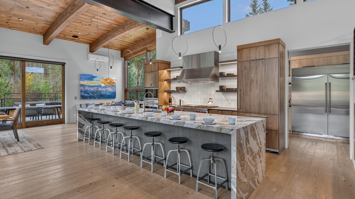 Kitchen, Uppermost Level - Island with bar seating