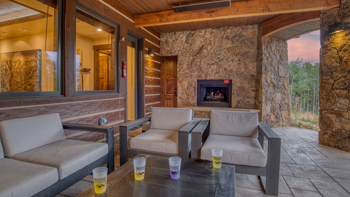 Patio, Lower Level - Outdoor seating with fireplace