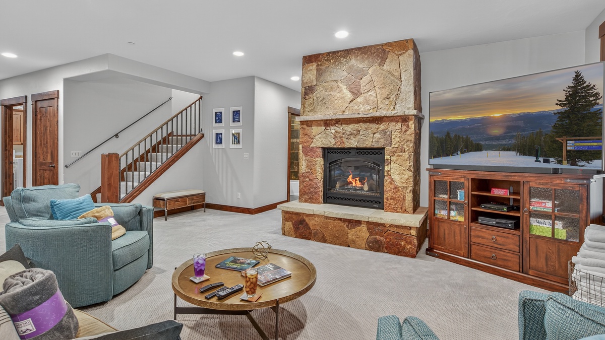 Family Room, Lower Level - With fireplace