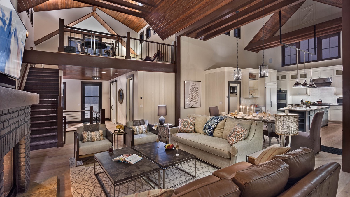 Great Room, Main Level - With view of the upper loft