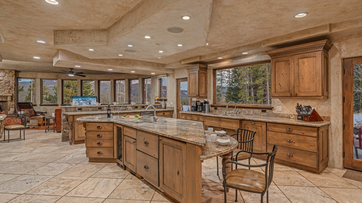 Grand kitchen with views